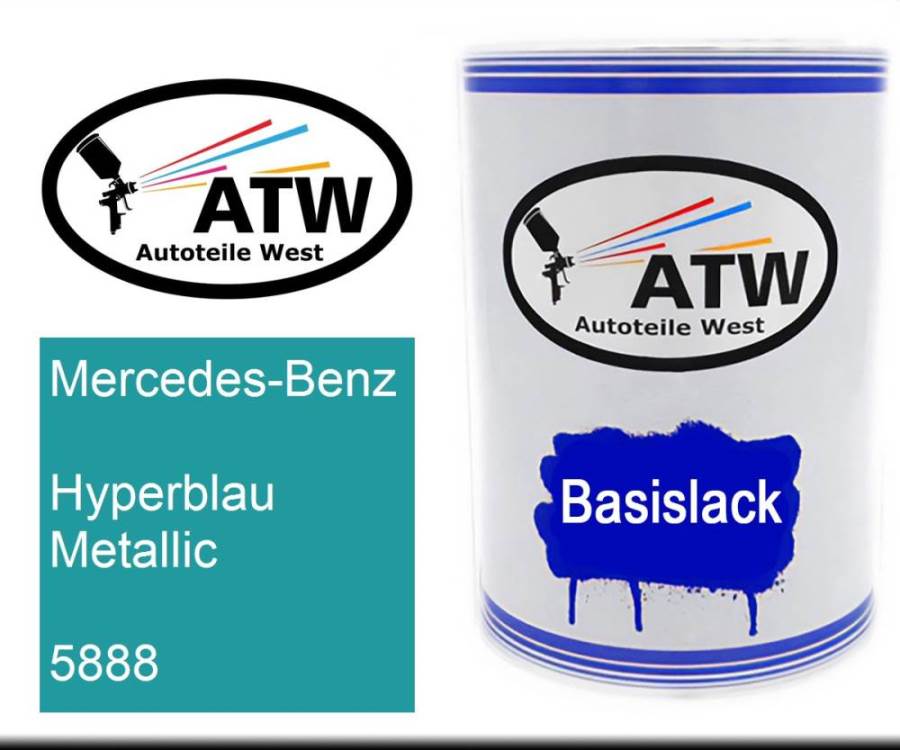 Mercedes-Benz, Hyperblau Metallic, 5888: 500ml Lackdose, von ATW Autoteile West.